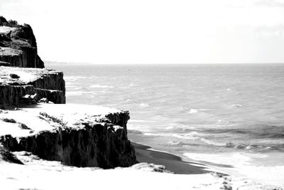 Scenic view of sea against clear sky