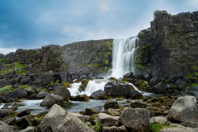 Scenic view of waterfall