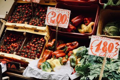 Various fruits for sale at market stall