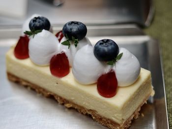 Close-up of dessert on table