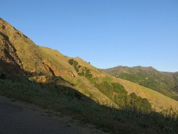 Scenic view of mountains against clear sky