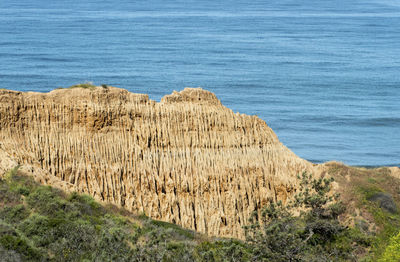 High angle view of rocks on beach