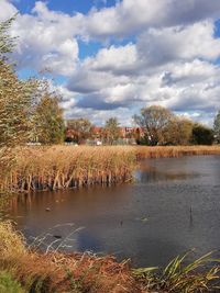 Scenic view of lake against sky