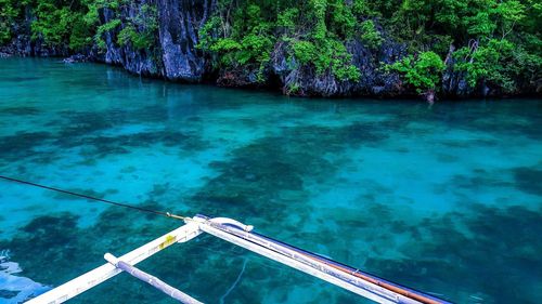 View of swimming pool in sea