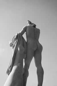 Low angle view of statue against clear sky