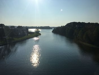 Scenic view of sunset over river