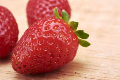 Close-up of strawberry on table