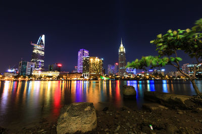 Illuminated city at night