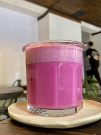 Close-up of drink in glass on table