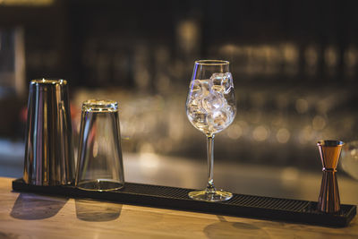 Close-up of wine glass on table