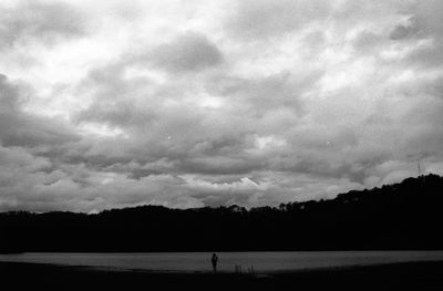 Silhouette of trees against cloudy sky