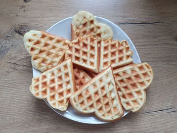 High angle view of breakfast on table