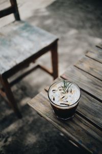 High angle view of coffee on table