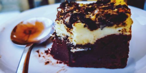 Close-up of cake in plate