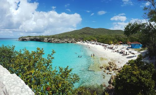 High angle view of beach against sky