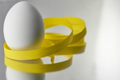 Close-up of eggs on table
