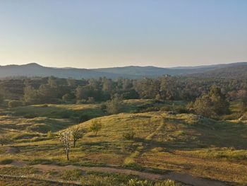 Scenic view of landscape against clear sky