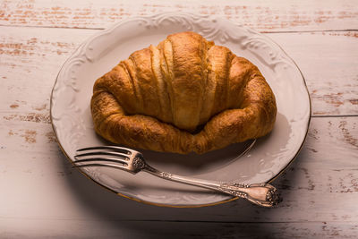 High angle view of breakfast on table