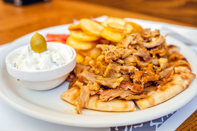 Close-up of meal served in plate