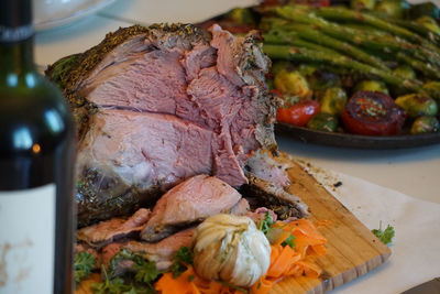 Close-up of food on cutting board