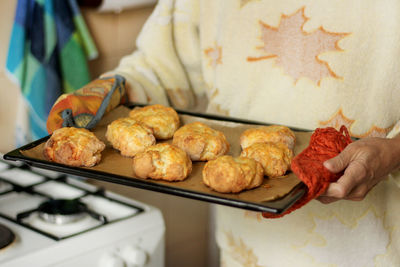 Close-up of person preparing food