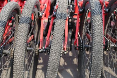 Close-up of bicycle parked