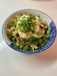 High angle view of meal served in plate