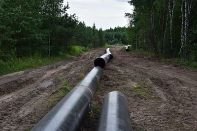 Natural gas transmission pipeline and crude oil pipes installation for transporting fuel supplies 