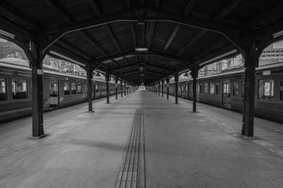 Empty railroad station platform