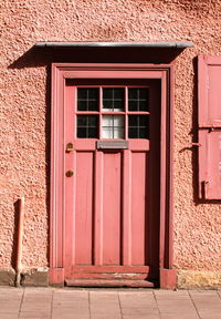 Closed door of old building