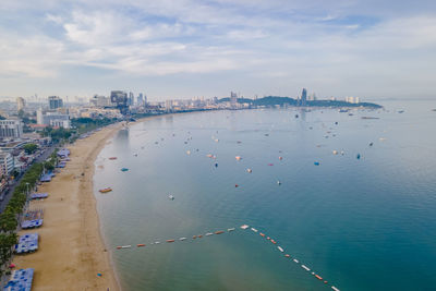 High angle view of beach against sky