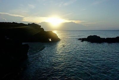 Scenic view of sea at sunset