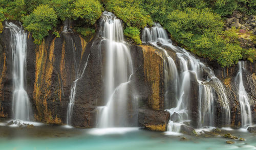 Scenic view of waterfall