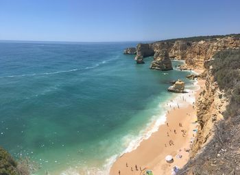 Panoramic view of sea against clear sky