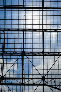 Low angle view of skylight in building