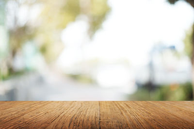 Close-up of wooden table