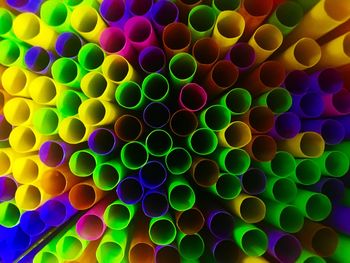 Full frame shot of multi colored drinking straws