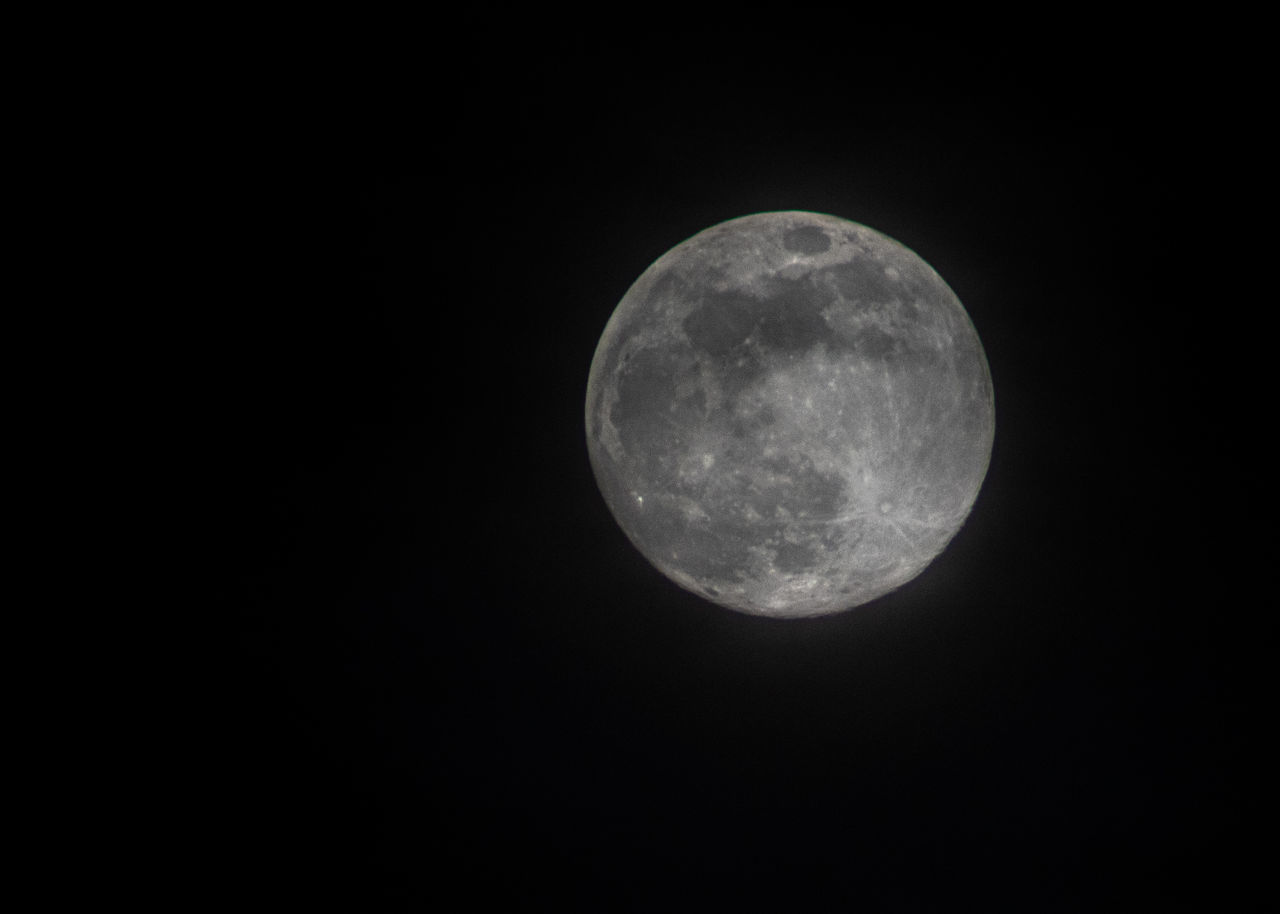 LOW ANGLE VIEW OF MOON IN SKY