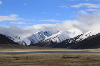 Scenic view of mountains against sky