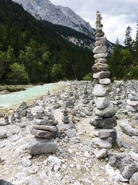 Stone wall by river