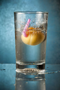 Close-up of cocktail in glass on table