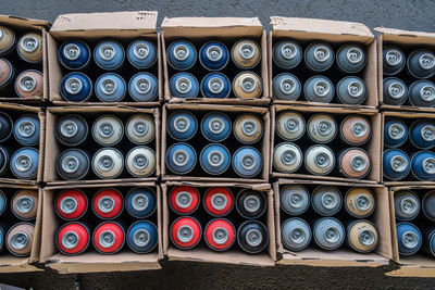 Full frame shot of stack of objects