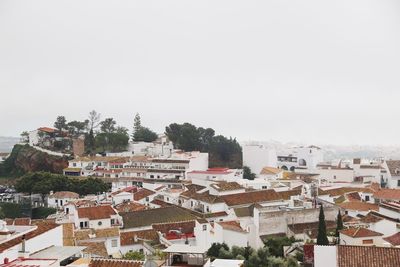 High angle view of townscape against sky