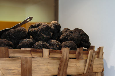 Close-up of wicker basket on table