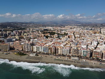 High angle view of townscape against sky