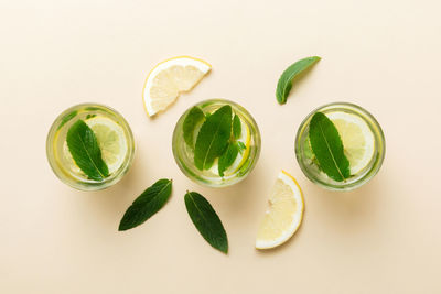 Directly above shot of cucumber slices on white background