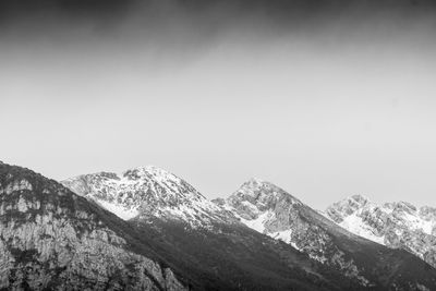 Low angle view of mountains against clear sky