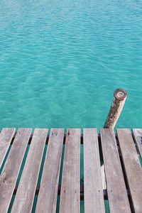 High angle view of pier on lake