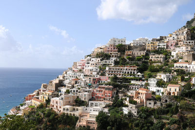 View over the town of positano. typical landscape of the amalfi coast