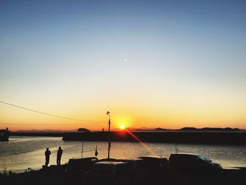 Scenic view of sea at sunset